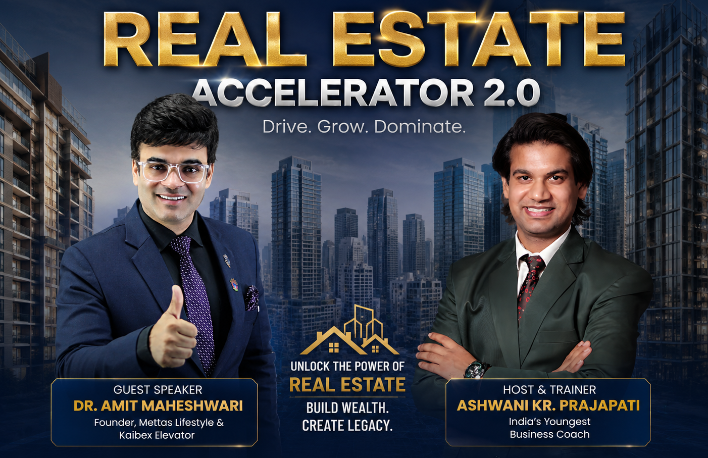 Real Estate Accelerator event banner with Ashwani Kr. Prajapati