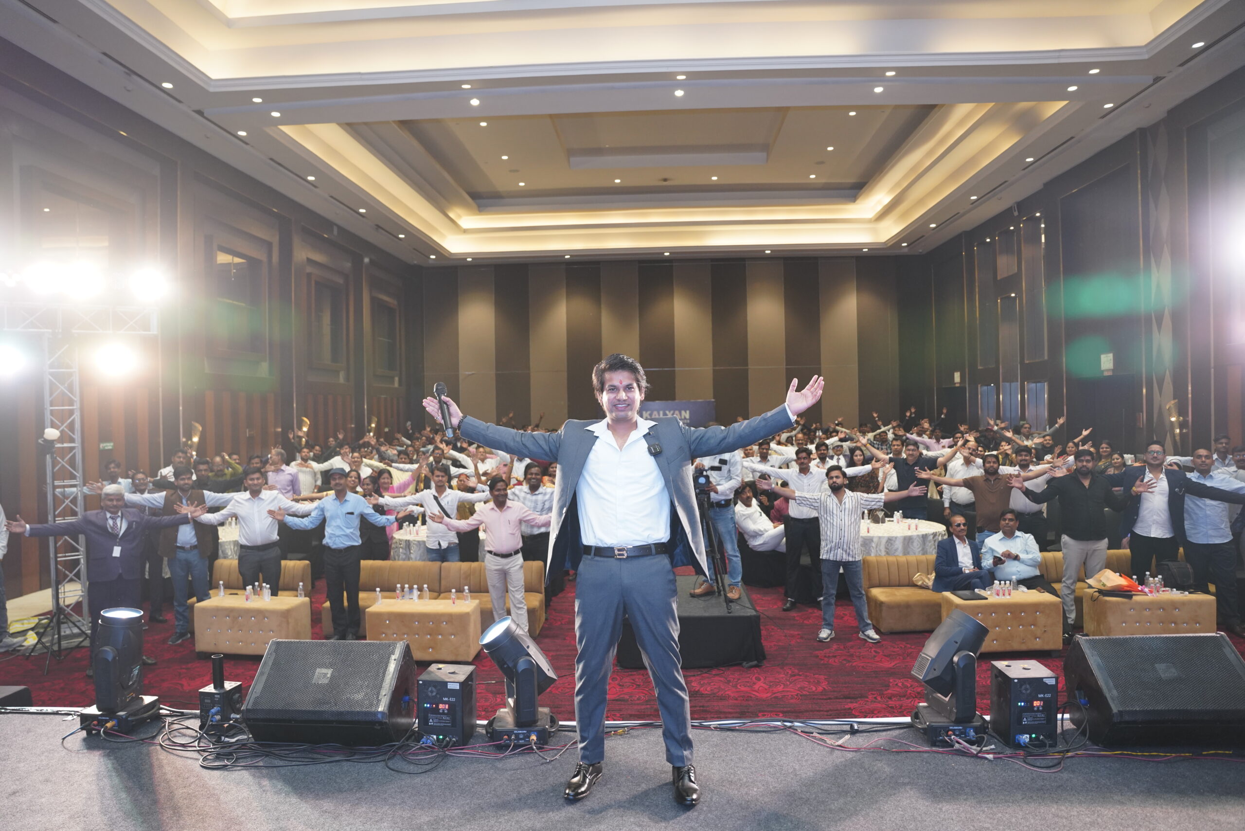 Ashwani Kr. Prajapati speaking on stage